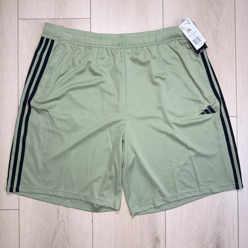 Adidas Tiro 3-Stripes Shorts Men's 2XL Green Black Elastic Waist Performance NWT